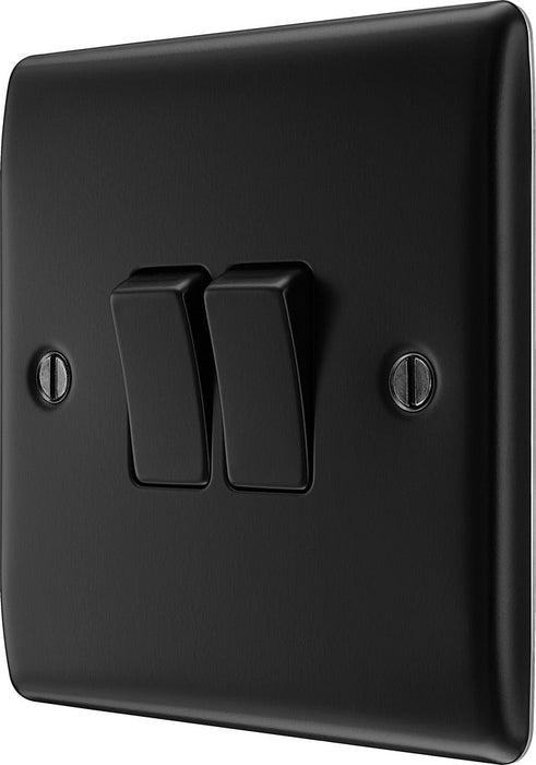 BG NFB42 Nexus Metal Double Light Switch 10A - Matt Black + Black Rocker (5 Pack) - westbasedirect.com