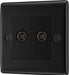 BG NFB63 Nexus Metal Isolated Double TV Aerial Socket - Black Insert - Matt Black + Black Rocker - westbasedirect.com