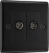 BG NFB66 Nexus Metal Diplex TV/FM Socket - Black Insert - Matt Black + Black Rocker - westbasedirect.com