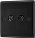 BG NFB66 Nexus Metal Diplex TV/FM Socket - Black Insert - Matt Black + Black Rocker - westbasedirect.com