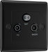 BG NFB67 Nexus Metal Triplex TV/FM/Sat Socket - Black Insert - Matt Black + Black Rocker - westbasedirect.com