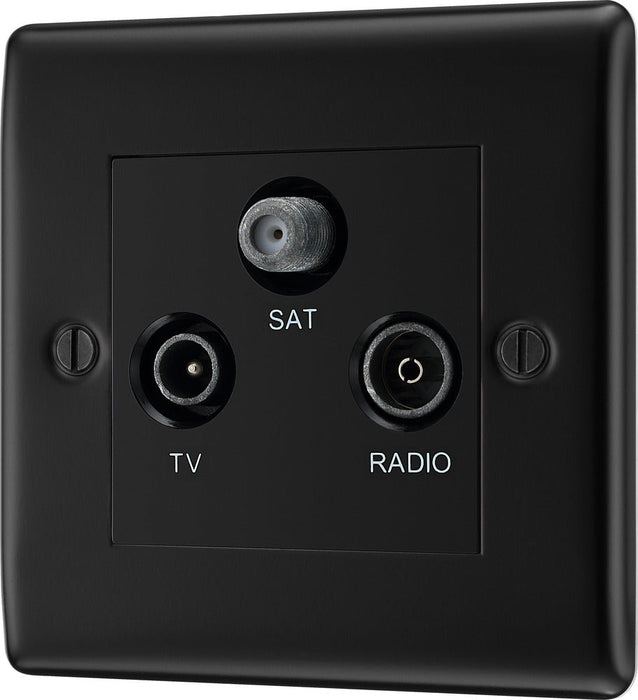 BG NFB67 Nexus Metal Triplex TV/FM/Sat Socket - Black Insert - Matt Black + Black Rocker - westbasedirect.com