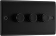 BG NFB83 Nexus Metal 2-Way Triple Trailing Edge Dimmer Push On/Off - Matt Black + Black Knobs - westbasedirect.com