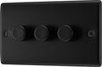 BG NFB83 Nexus Metal 2-Way Triple Trailing Edge Dimmer Push On/Off - Matt Black + Black Knobs - westbasedirect.com