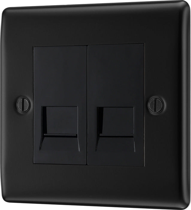 BG NFBBTM2 Nexus Metal Double Master Telephone Socket - Matt Black + Black Rocker - westbasedirect.com