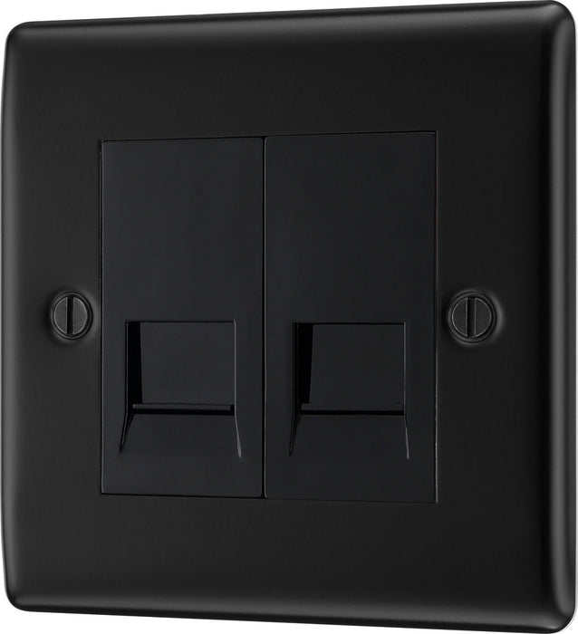 BG NFBBTS2 Nexus Metal Double Slave Telephone Socket - Matt Black + Black Rocker - westbasedirect.com