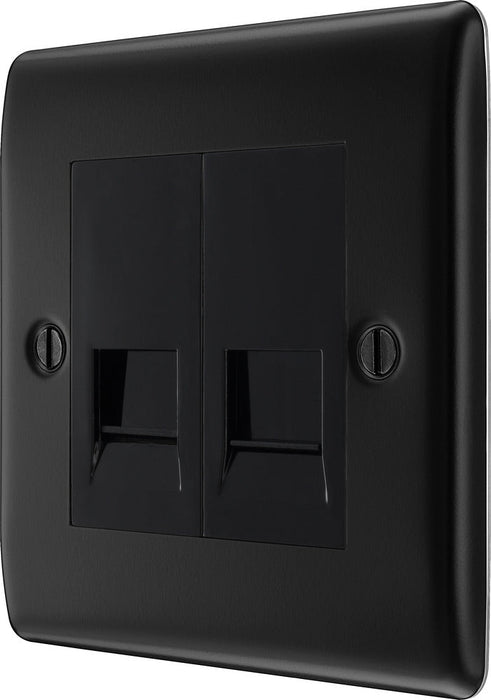 BG NFBBTS2 Nexus Metal Double Slave Telephone Socket - Matt Black + Black Rocker - westbasedirect.com