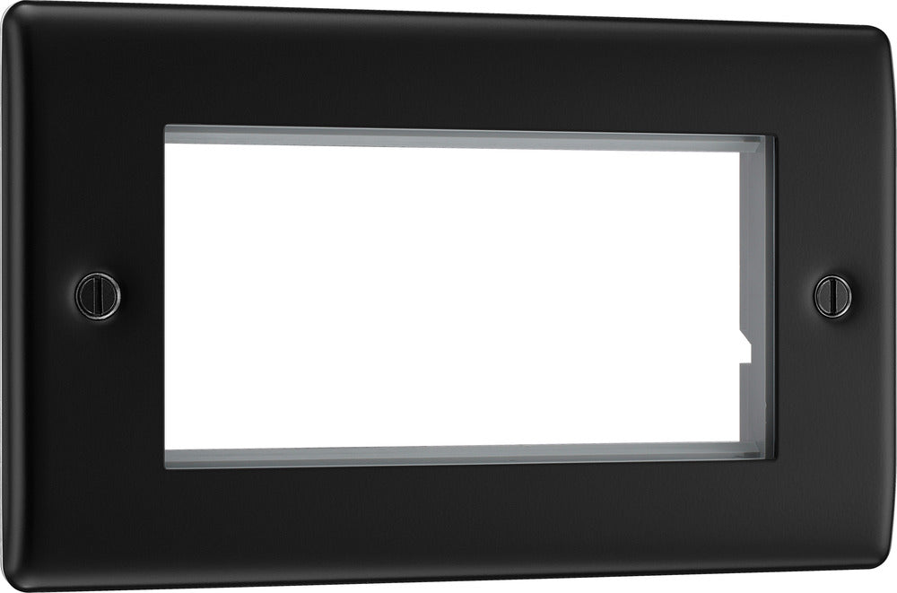 BG NFBEMR4 Nexus Metal Quad Euro Module Faceplate - Matt Black - westbasedirect.com