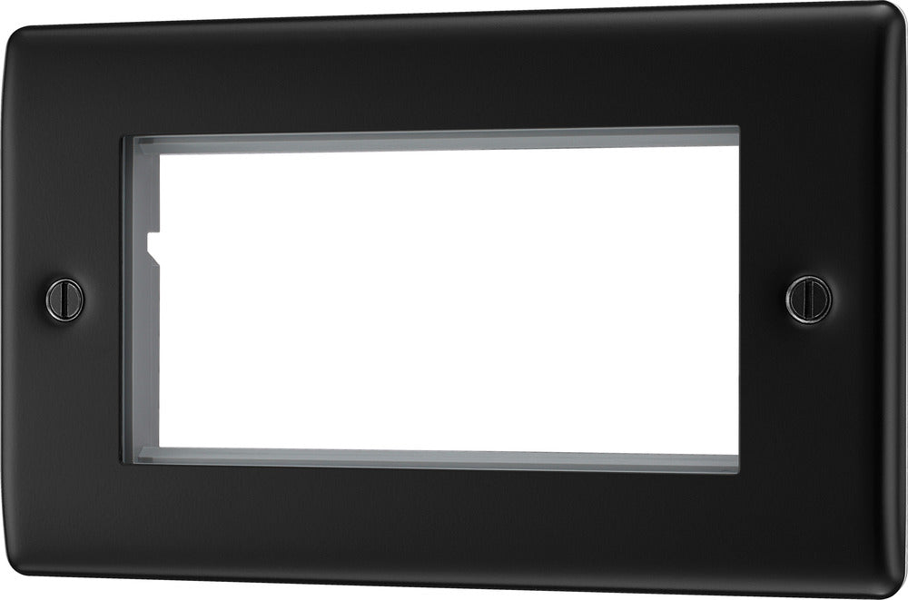 BG NFBEMR4 Nexus Metal Quad Euro Module Faceplate - Matt Black - westbasedirect.com