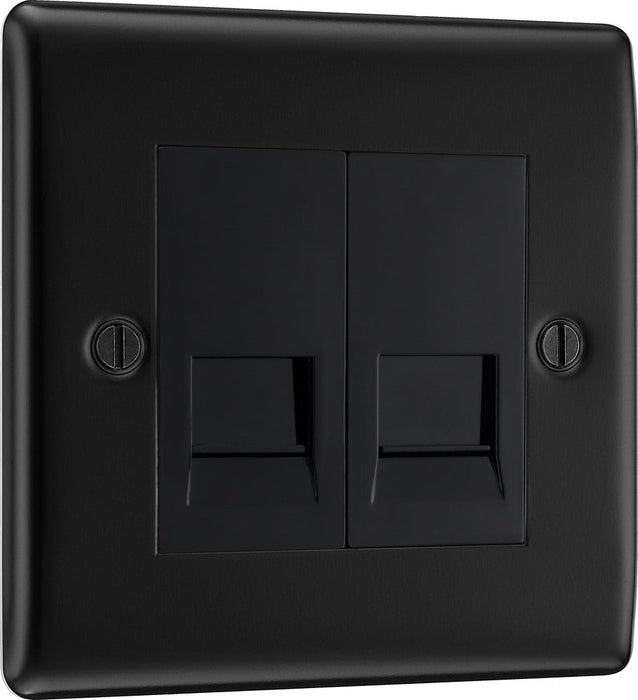 BG NFBRJ112 Nexus Metal RJ11 Double Data Outlet Socket - Matt Black + Black Rocker - westbasedirect.com