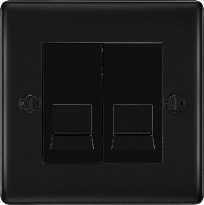 BG NFBRJ112 Nexus Metal RJ11 Double Data Outlet Socket - Matt Black + Black Rocker - westbasedirect.com