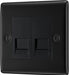 BG NFBRJ112 Nexus Metal RJ11 Double Data Outlet Socket - Matt Black + Black Rocker - westbasedirect.com