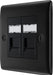 BG NFBRJ452 Nexus Metal RJ45 Double Data Outlet Socket - Matt Black + Black Rocker - westbasedirect.com