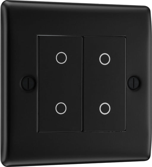 BG NFBTDM2B-K Nexus Metal 2-Way Master 200W Double Touch Dimmer Switch - Matt Black (Black) - westbasedirect.com