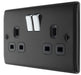 BG NMB22B Nexus Metal Double Socket 13A - Black Insert - Matt Black - westbasedirect.com