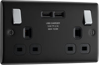 BG NMB22U3B Nexus Metal Double Socket + 2x USB(3.1A)/Black Insert - Matt Black