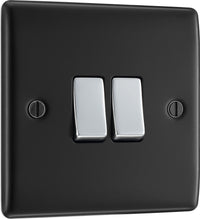 BG NMB42 Nexus Metal Double Light Switch 10A - Matt Black