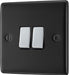 BG NMB42 Nexus Metal Double Light Switch 10A - Matt Black - westbasedirect.com