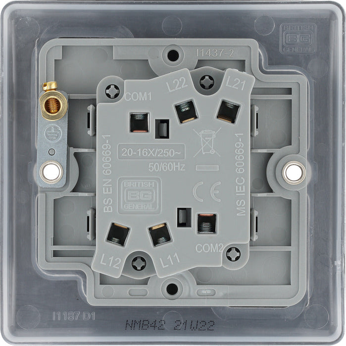 BG NMB42 Nexus Metal Double Light Switch 10A - Matt Black - westbasedirect.com