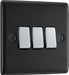 BG NMB43 Nexus Metal Triple Light Switch 10A - Matt Black - westbasedirect.com