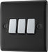 BG NMB43 Nexus Metal Triple Light Switch 10A - Matt Black - westbasedirect.com