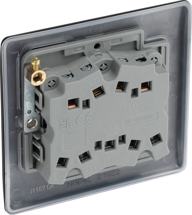 BG NMB43 Nexus Metal Triple Light Switch 10A - Matt Black - westbasedirect.com