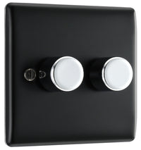 BG NMB82 Nexus Metal 2-Way Double Trailing Edge Dimmer Push On/Off - Matt Black