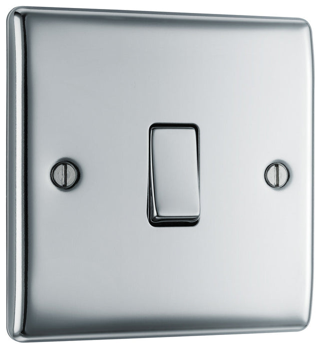 BG NPC12 Nexus Metal Single Light Switch 10A - Polished Chrome - westbasedirect.com