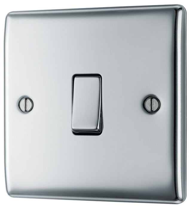 BG NPC12 Nexus Metal Single Light Switch 10A - Polished Chrome - westbasedirect.com