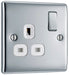 BG NPC21W Nexus Metal Single Socket 13A - White Insert - Polished Chrome (5 Pack) - westbasedirect.com