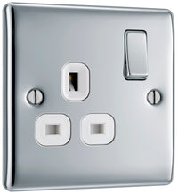 BG NPC21W Nexus Metal Single Socket 13A - White Insert - Polished Chrome