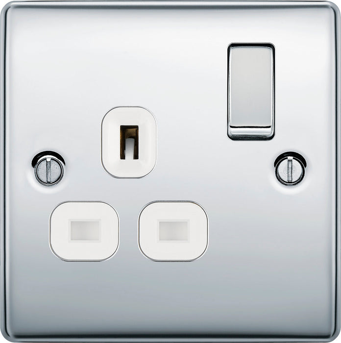 BG NPC21W Nexus Metal Single Socket 13A - White Insert - Polished Chrome - westbasedirect.com