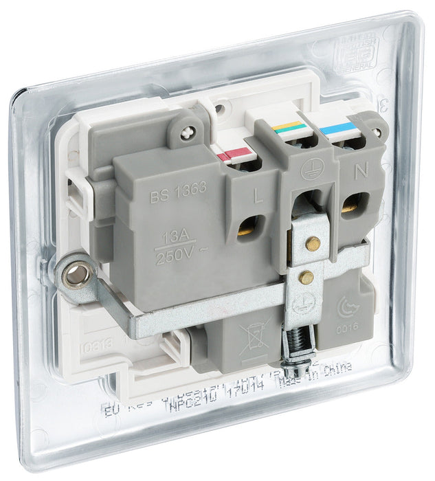 BG NPC21W Nexus Metal Single Socket 13A - White Insert - Polished Chrome (5 Pack) - westbasedirect.com