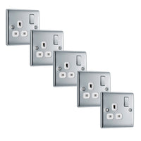 BG NPC21Wx5 Nexus Metal Single Socket 13A - White Insert - Polished Chrome (5 Pack)