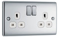 BG NPC22W Nexus Metal Double Socket 13A - White Insert - Polished Chrome (10 Pack) - westbasedirect.com