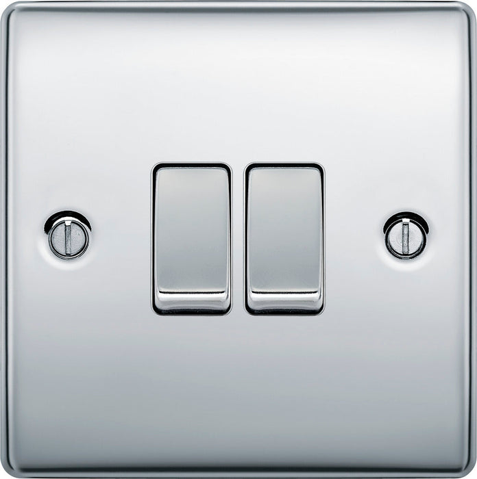 BG NPC42 Nexus Metal Double Light Switch 10A - Polished Chrome (10 Pack) - westbasedirect.com