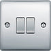 BG NPC42 Nexus Metal Double Light Switch 10A - Polished Chrome (10 Pack) - westbasedirect.com