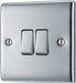 BG NPC42 Nexus Metal Double Light Switch 10A - Polished Chrome - westbasedirect.com