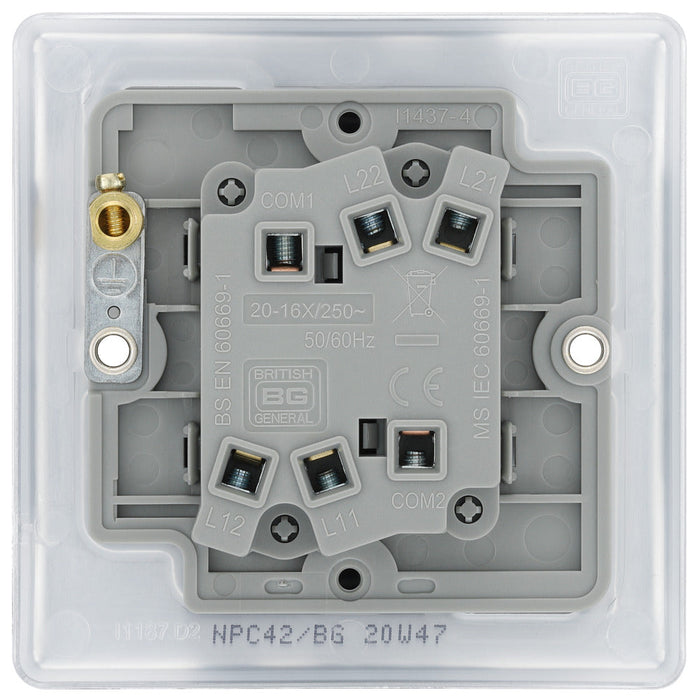 BG NPC42 Nexus Metal Double Light Switch 10A - Polished Chrome - westbasedirect.com