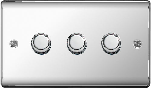 BG NPC83P Nexus Metal 2-Way Triple Leading Edge Dimmer Push On/Off - Polished Chrome - westbasedirect.com