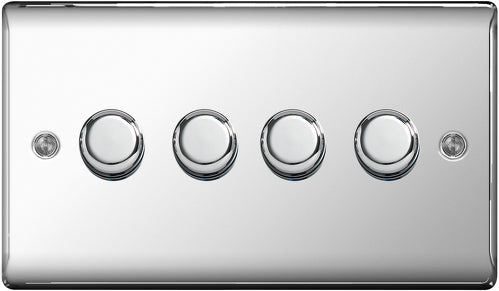 BG NPC84P Nexus Metal 2-Way Quad Leading Edge Dimmer Push On/Off - Polished Chrome - westbasedirect.com