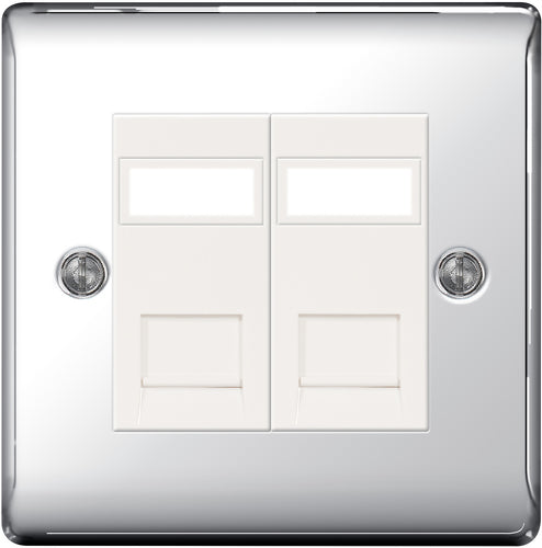 BG NPCRJ452 Nexus Metal RJ45 Double Data Outlet Socket - Polished Chrome - westbasedirect.com