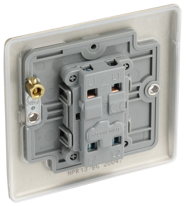 BG NPR13 Nexus Metal Intermediate Light Switch 10A - Pearl Nickel - westbasedirect.com