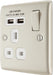 BG NPR21UW Nexus Metal Single Socket + 2x USB /White Insert - Pearl Nickel - westbasedirect.com