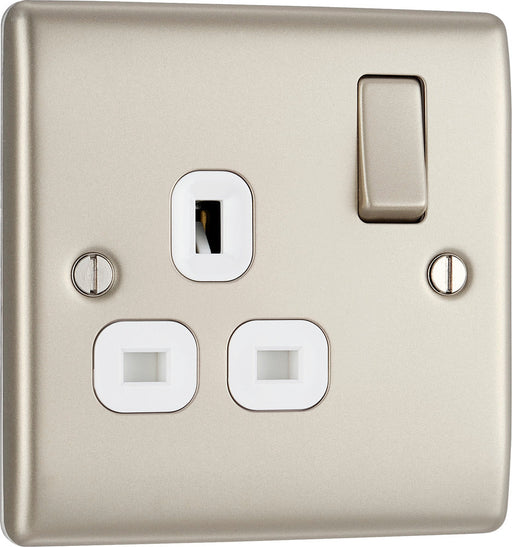 BG NPR21W Nexus Metal Single Socket 13A /White Insert - Pearl Nickel - westbasedirect.com