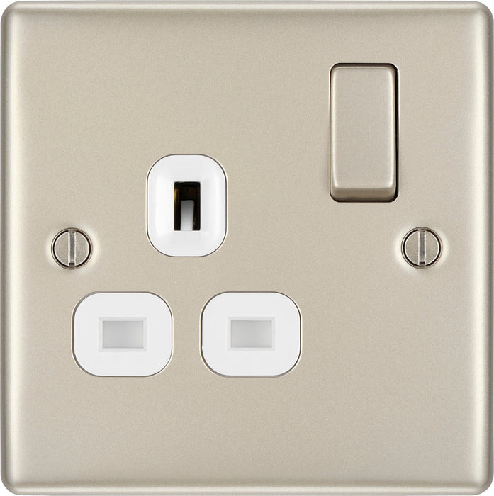 BG NPR21W Nexus Metal Single Socket 13A /White Insert - Pearl Nickel - westbasedirect.com