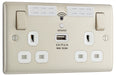 BG NPR22UWRW Nexus Metal Double Socket 13A + Wifi Extender +1x USB(2.1A) - White Insert - Pearl Nickel - westbasedirect.com