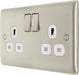 BG NPR22W Nexus Metal Double Socket 13A - White Insert - Pearl Nickel - westbasedirect.com