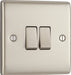 BG NPR42 Nexus Metal Double Light Switch 10A - Pearl Nickel - westbasedirect.com