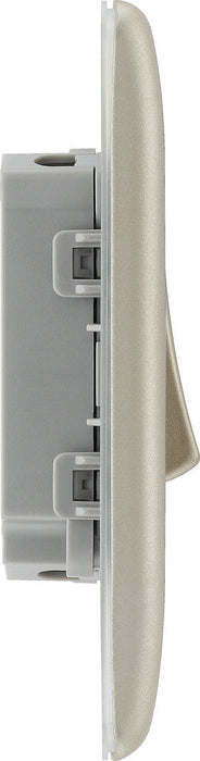 BG NPR42 Nexus Metal Double Light Switch 10A - Pearl Nickel - westbasedirect.com